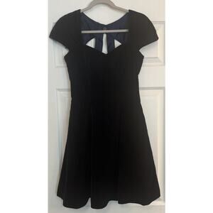 VTG Flirtations Cocktail Dress Sz 5/6 Navy Blue Crushed Velvet 80s 90s Party USA